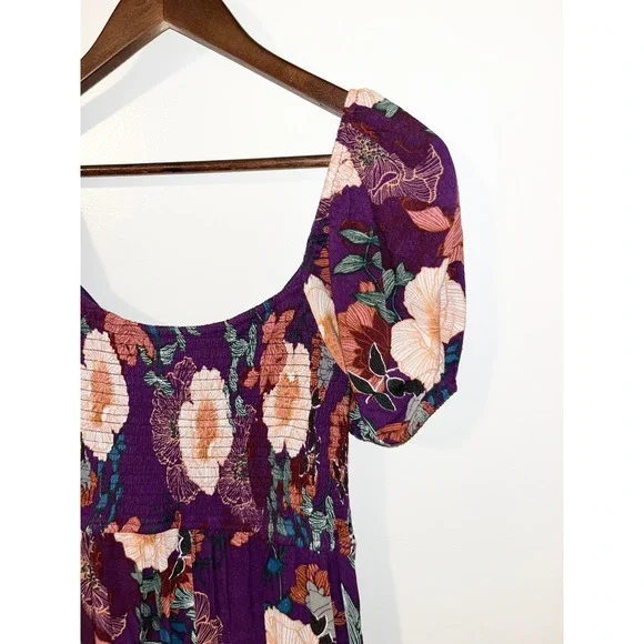 BAND OF THE FREE Livie Floral Print Maxi Dress Ruffle Wrap Smocked Back | Small - Picture 12 of 13